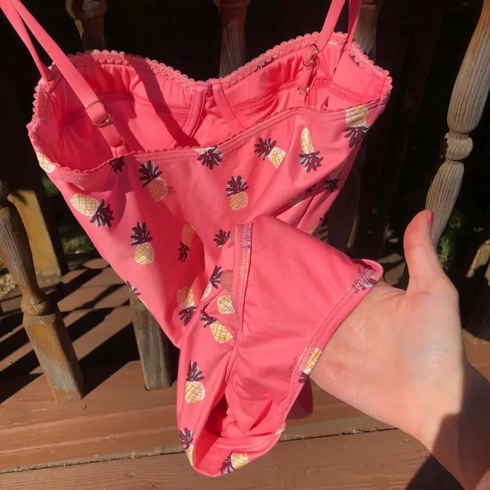 Kate Spade Pineapple Peach Coral Pink One Piece Bathing Suit 🍍 XS - Picture 5 of 9